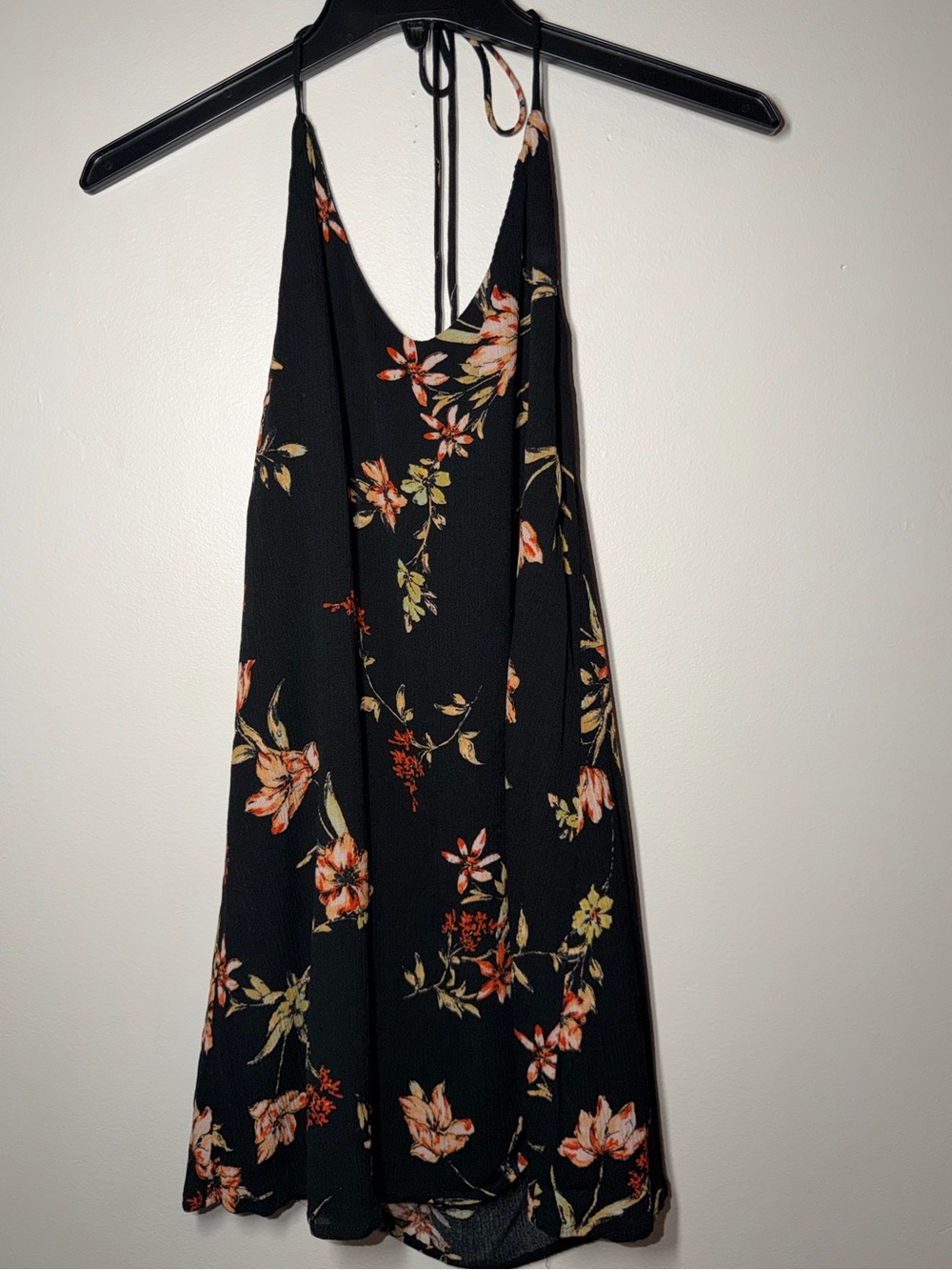 Tobi Black Floral Backless Halter Dress